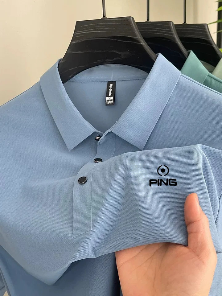 Summer polo shirt fashionable printed short sleeved mens top high-end casual and comfortable solid color lapel T-shirt 260304