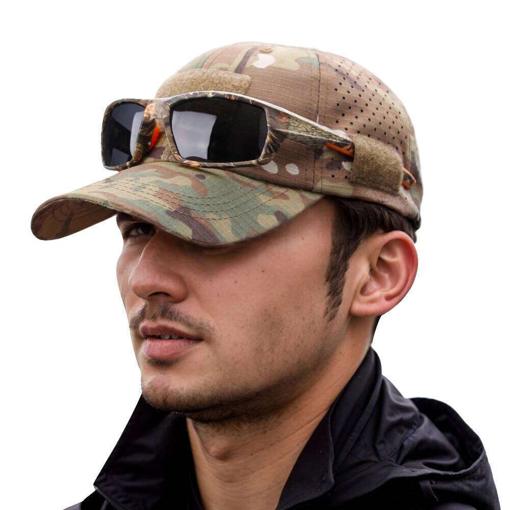 1pc New Men Camouflage Baseball Cap Breathable Sunscreen Outdoor Sports Hunting Hiking Camping Beach Fishing Sun Hat Y260304