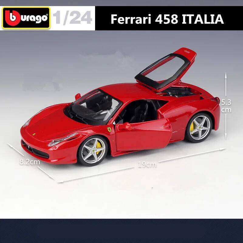 Bburago 1:24 Ferrari 458 Italia Alloy Sports Diecasts Metal Track Racing Car Vehicles Model High Simulation Kids Gifts Z260306