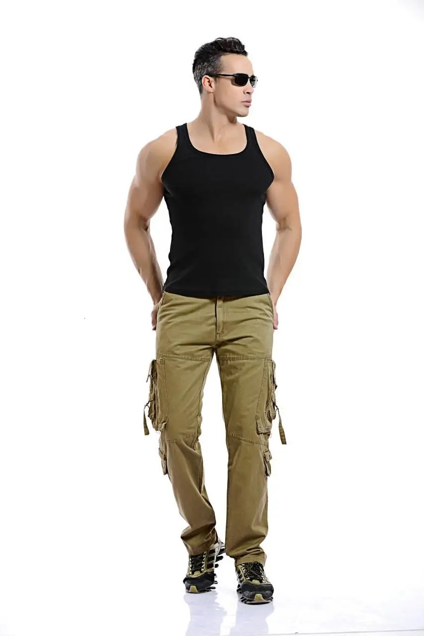 Tactical pants men Multi-pocket washed overalls men loose cotton pants male cargo pants for men trouserssize 28-42 260305