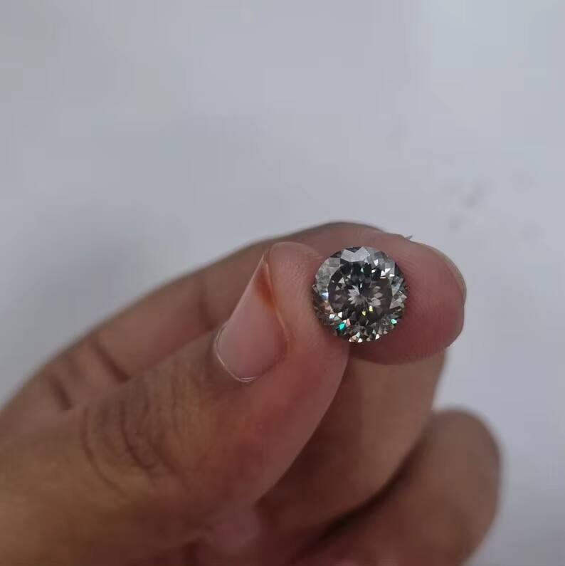 5 ct Gray Round Shape Moissanite Diamond Loose Moissanite VVS Clarity 115mm Excellent Cut Making For Customized HipHopJewelry
