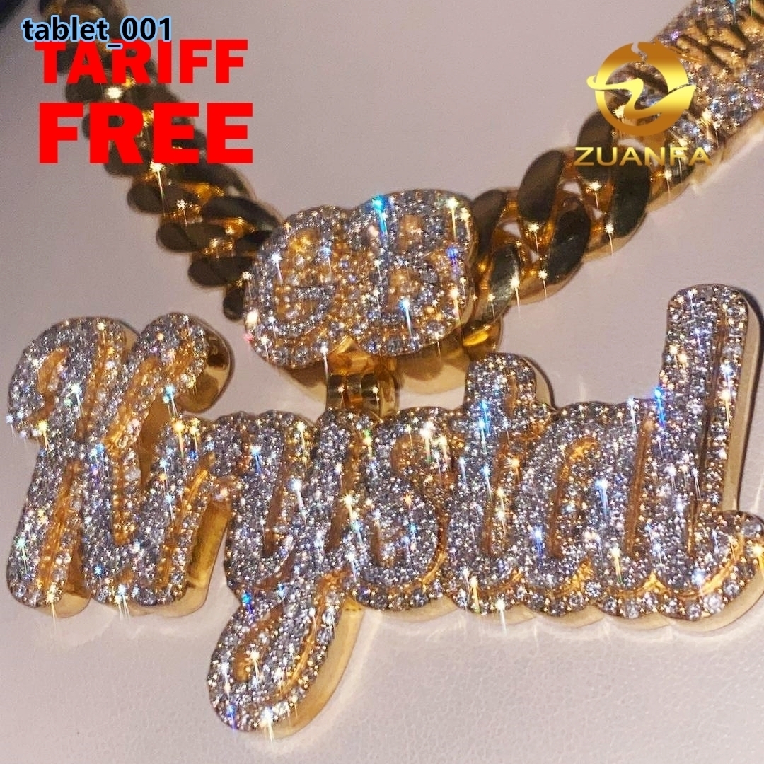 Custom Bail Letter Pendants VVS Moissanite Iced Out Full Diamonds Letter Initial Name Jewelry Necklace Personal