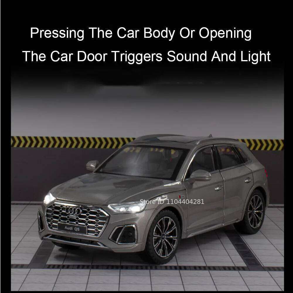 1:24 Q5 RS7 Alloy Car Diecast Model Toys Front Wheel Steering 6 Doors Opened Sound Light Pull Back for Boyfriend's Birthday Gift Z260306