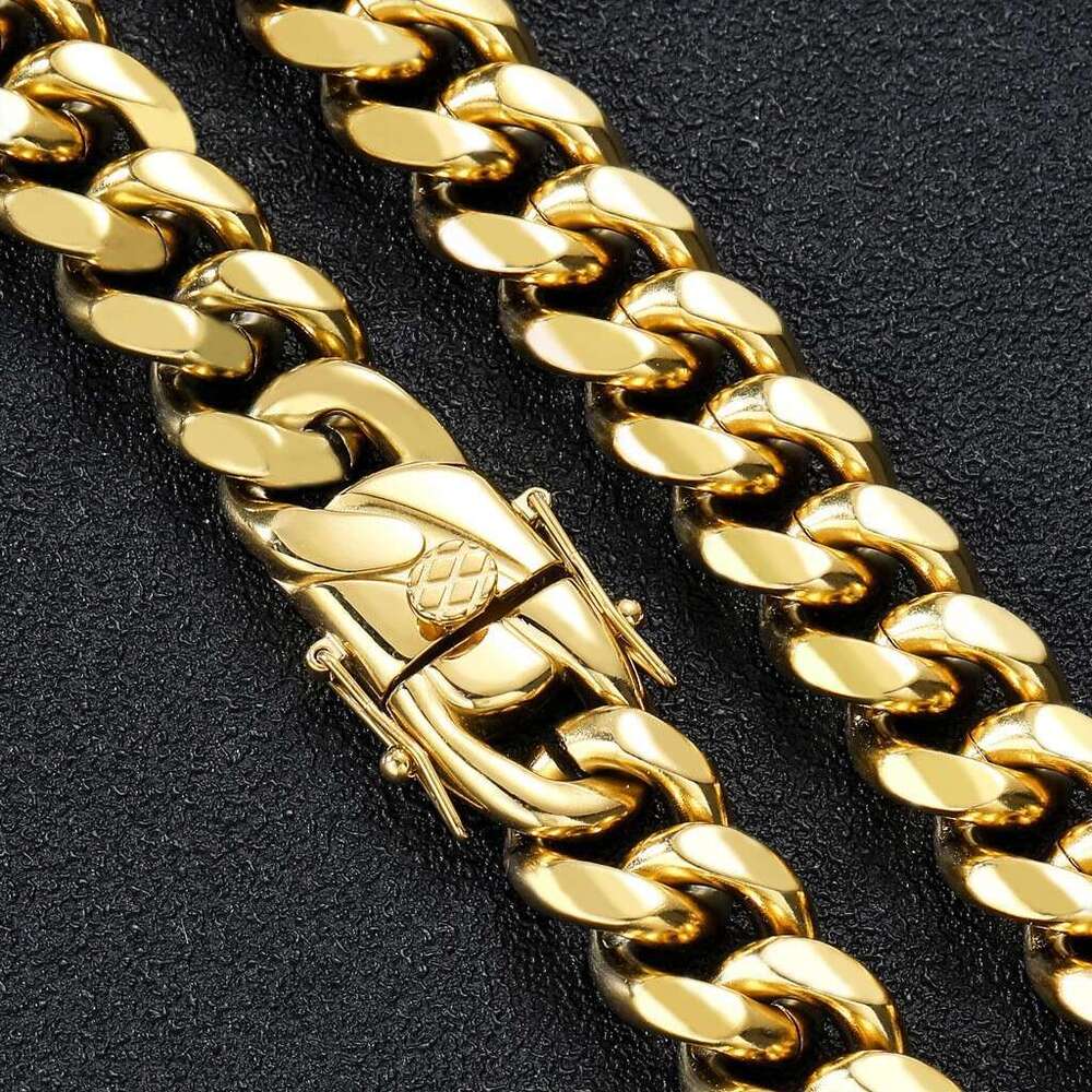 European and American Hip Hop Stainless Jewelry gold Cuban Chain Men's Trendy Rap Street High-Quality Titanium Steel Women's Necklace