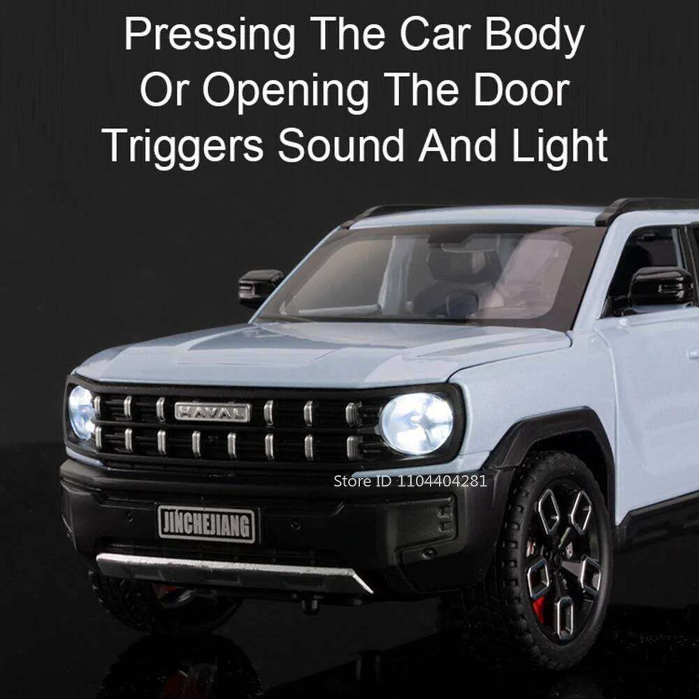 1:24 Haval X-DOG TANK 500 Alloy SUV Car Model Toy 6 Doors Opened Sound Light Pull Back Front Wheel Steering Vehice Friend's Gift Z260306