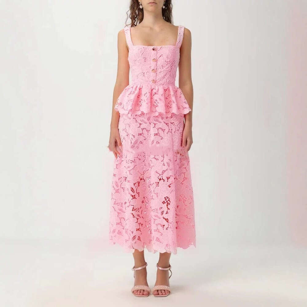 2026 Spring/Summer New Women's A1 Designer Elegant and Sexy Lace Cake Dress