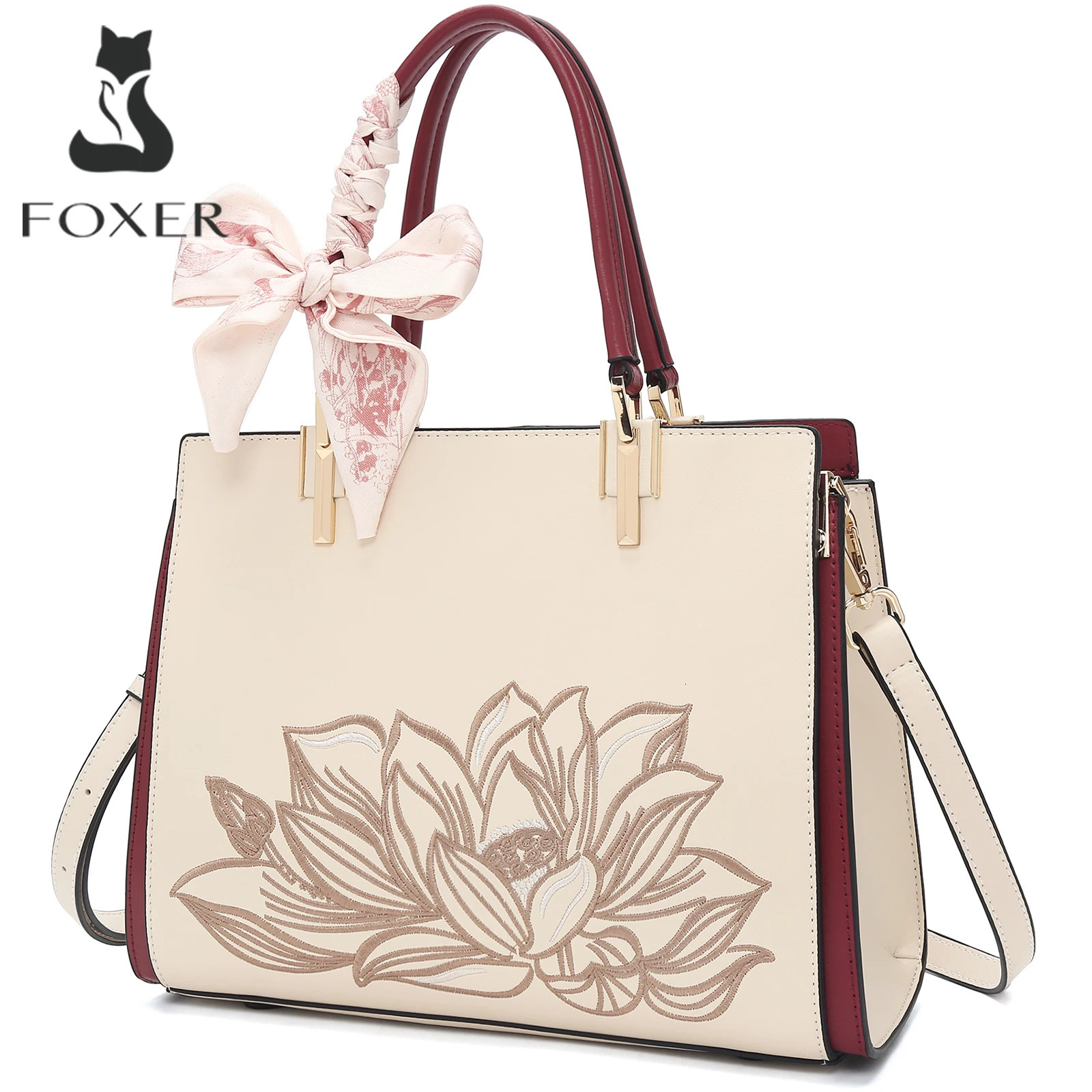 ER Embroidery Womens Handbag Split Leather Elegant Lady Tote Bag Chinese Style Shoulder Mothers Day Gift 260307