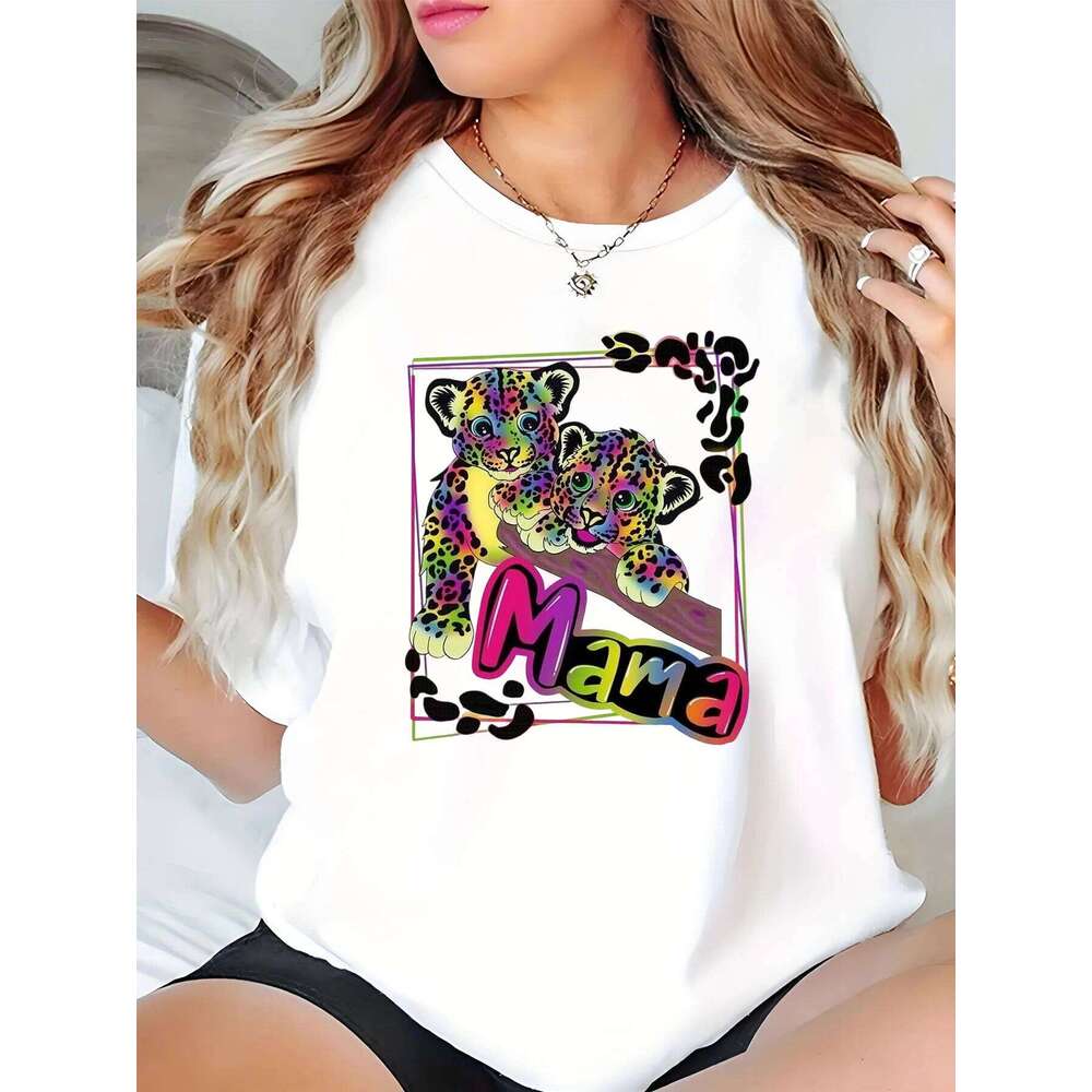 Women's Mother's Day Leopard Print Mama T-Shirt XJ260306 XJ260306