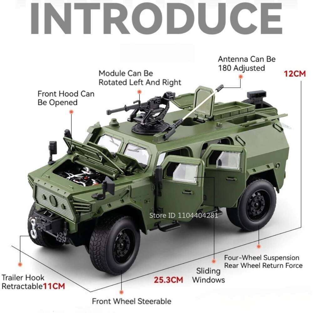 1:20 Dongfeng Mengshi Alloy Armored Vehicles Diecast Model Toys Car Doors Opened Sound Light Pull Back Cars Boys Festival Gifts Z260306