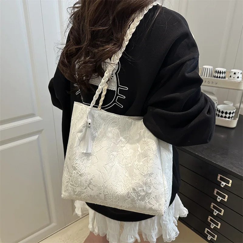 Texture Leisure Chinese Style Shoulder Bag Antique Versatile Large Capacity Tote Hanfu Element Work Storage 260307