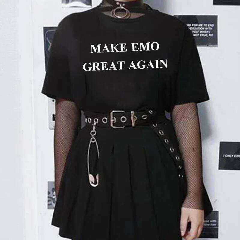 Summer Fashion Women Make Emo Great Again Letter Printing Tshirts Cotton Round Neck Tops Graphic T Shirt for Female XJ260306