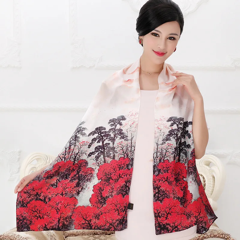 DANKEYISI Mulberry Long Scarf Women Silk Scarf Scarf Shawl Silk Scarves Long Printed Shawls Beach Cover-ups 260302