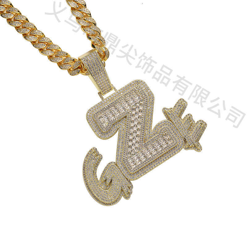Cross-border European American ins-style personalized hip-hop men's and women's high-quality copper inlaid zircon custom name letter pendant