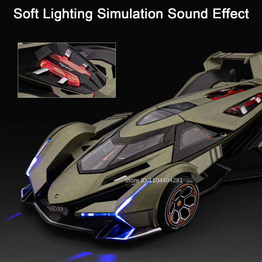 1:24 Lambor V12 SCV12 Miniature Sportscar Model Diecast Alloy Toys Doors Opeend Sound Light Pull Back Vehices Fashion Home Decor Z260306