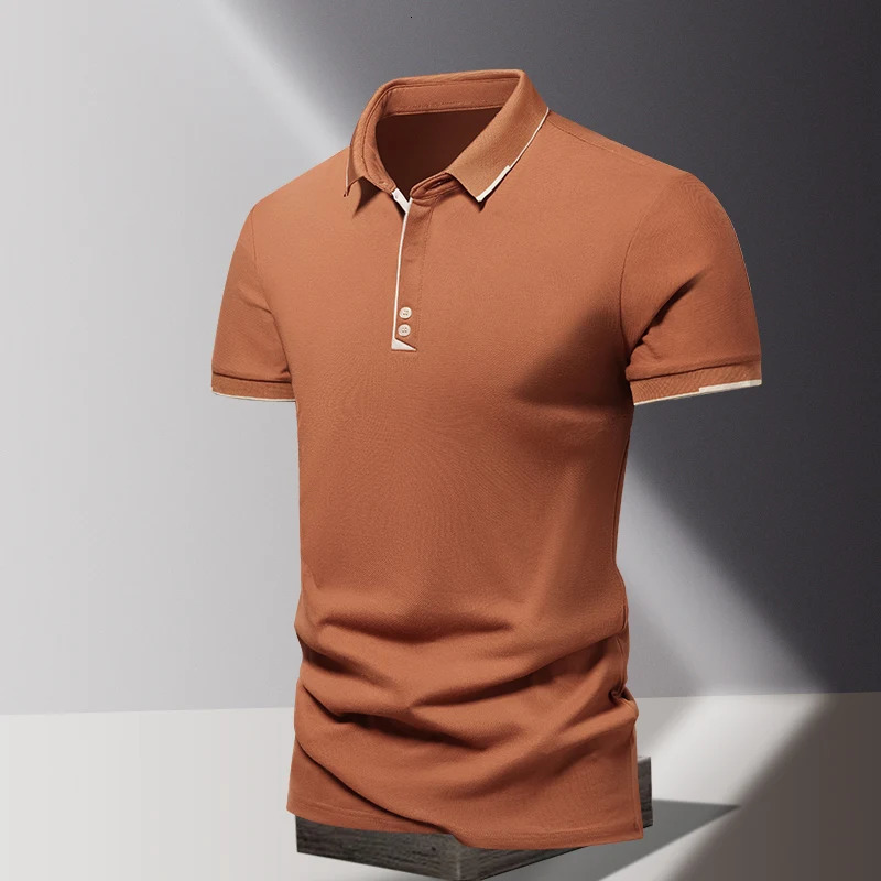 Summer mens POLO shirt fashionable ice silk quick drying short sleeved T-shirt solid color loose fitting business collar top 260304