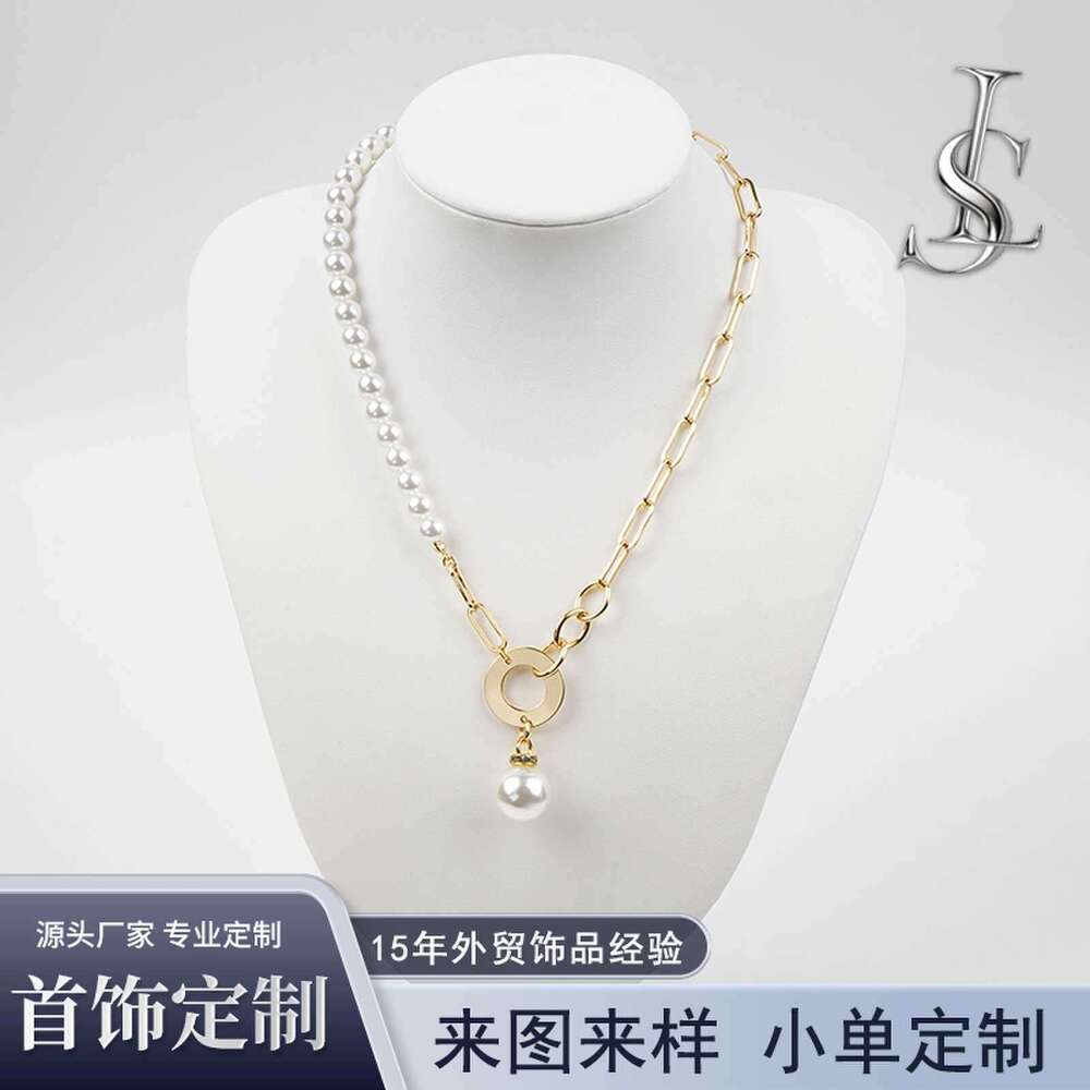New Cross-Border Jewelry Vintage Pearl Light Luxury High-Quality Pendant Collarbone Chain European and American Necklace for Women Customizable