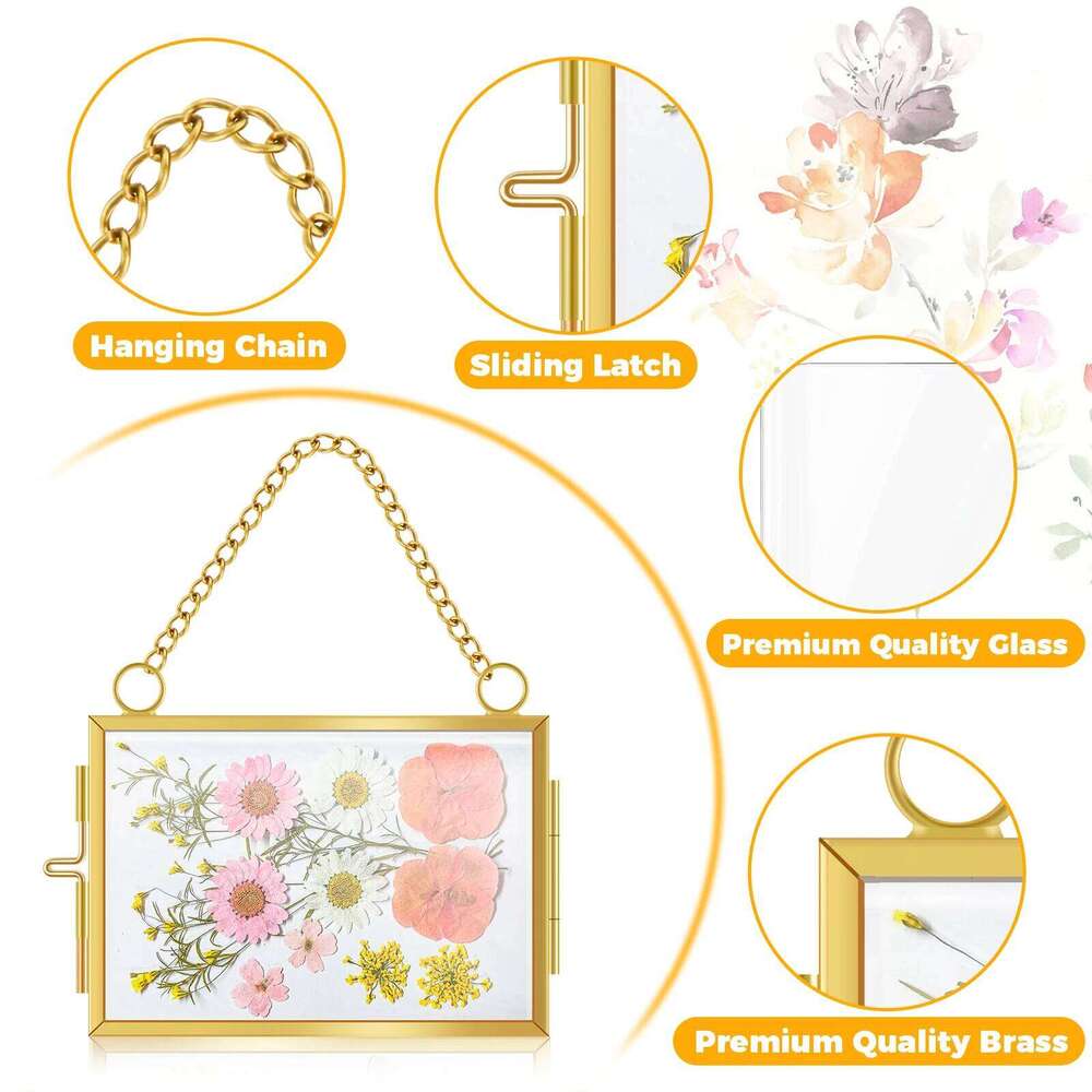 4Pcs Picture Hanging Double Glass Floating Photo Frame Wall Pressed Flower Frames Home Decor H260306