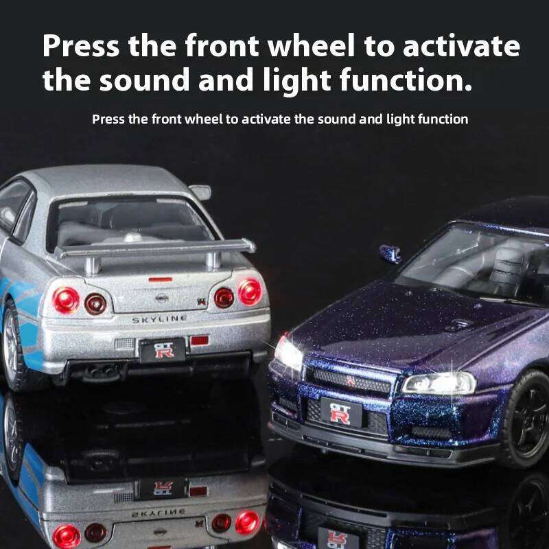 1:32 Nissan GTR R34 Skyline Supercar Alloy Metal Diecast Car Model Indoor Desktop Collection Hobby Trendy Ornament Birthday Gift Z260306