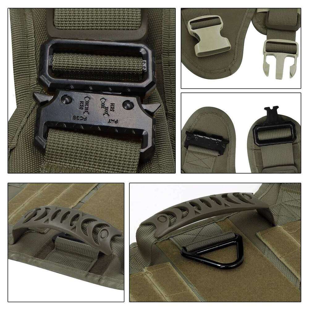 Tactical Leash Collar Molle Pouches For Medium Large Dogs Training Military Pet Vest Adjustable Service Dog Harness Bamubi