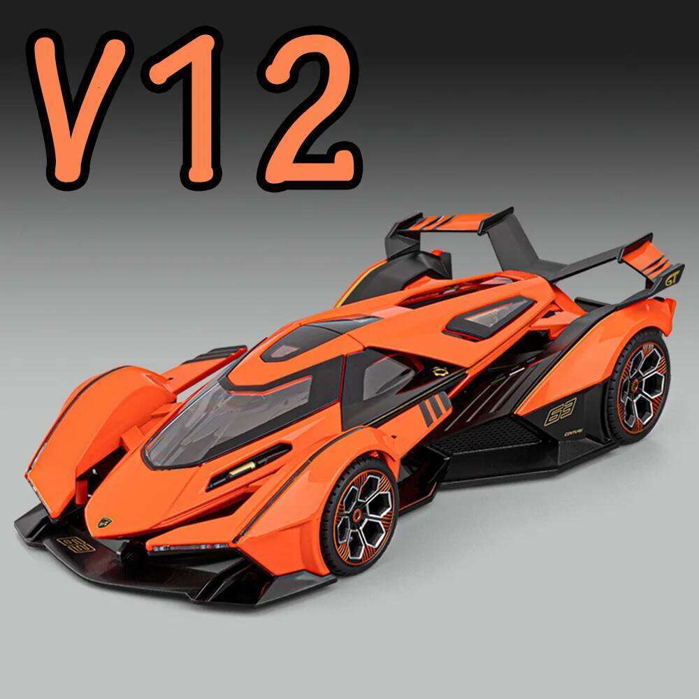 1:18 Lambor V12 Apollo EVO Model Toy Diecast Alloy Car Doors Opened Sound Light Pull Back Miniature Sportscar Collect Decoration Z260306