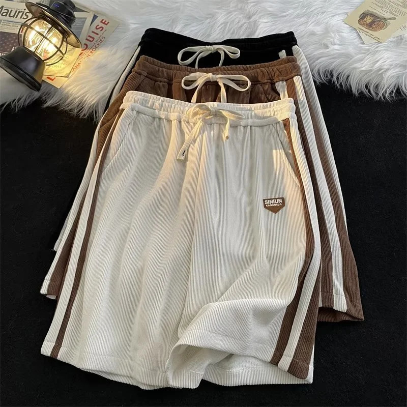 Summer Casual y2k Shorts For Men American Retro Loose Straight Short Pants Fashion Strip Contrasting Color gym shorts 260304