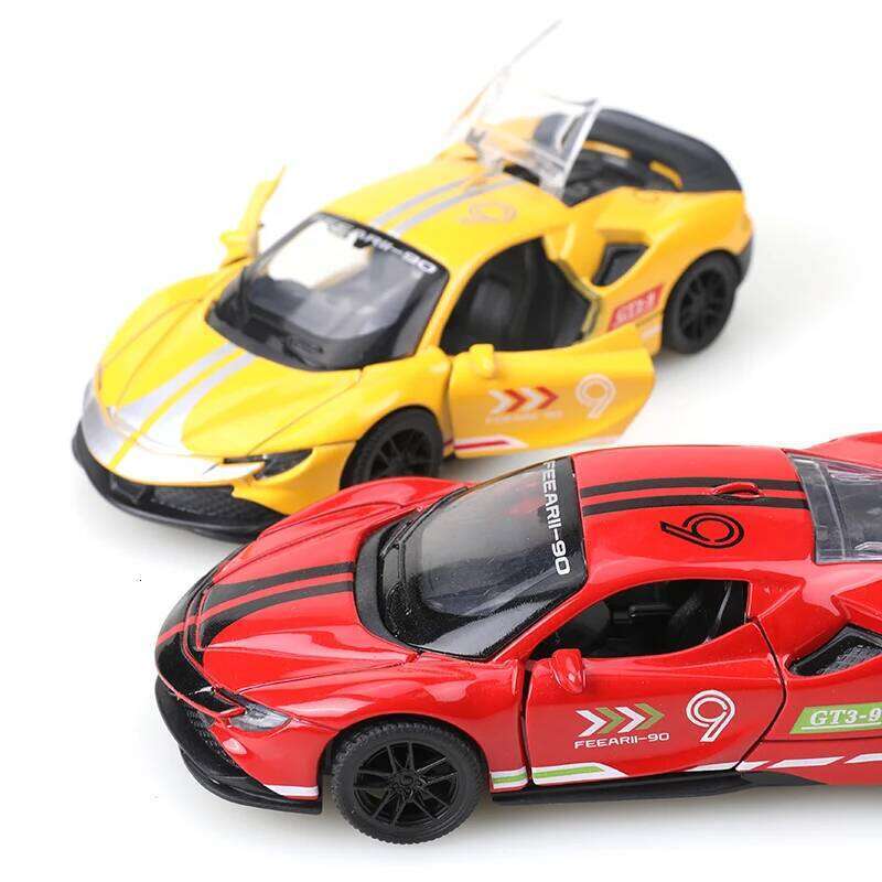 bagged1:36 Alloy Model Simulation SF90 Racing Vehicle Pull Back Car Ornaments Collection Toys For Boy Children Z260306