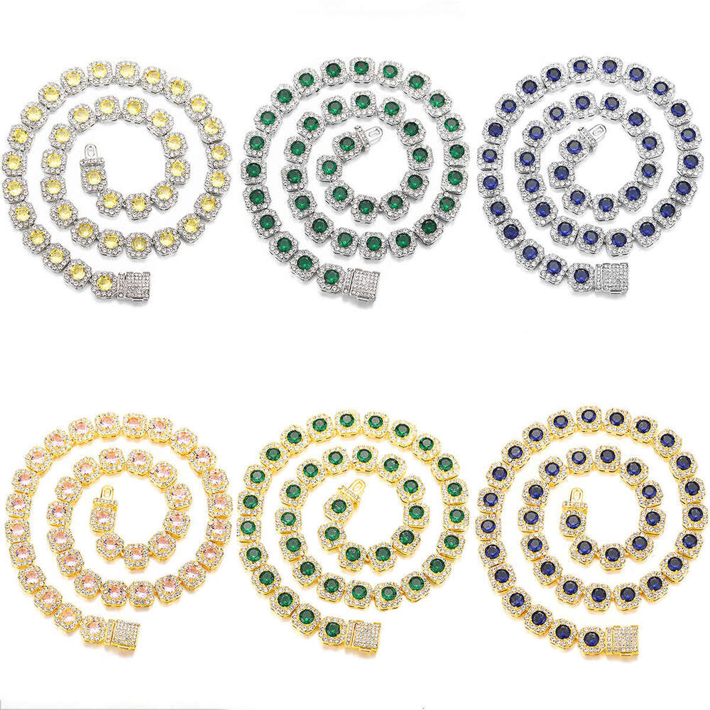 New Hip-Hop High-Quality Design Sense 11mm Zircon Rock Candy Necklace Cross-Border Cuban Chain Wholesale