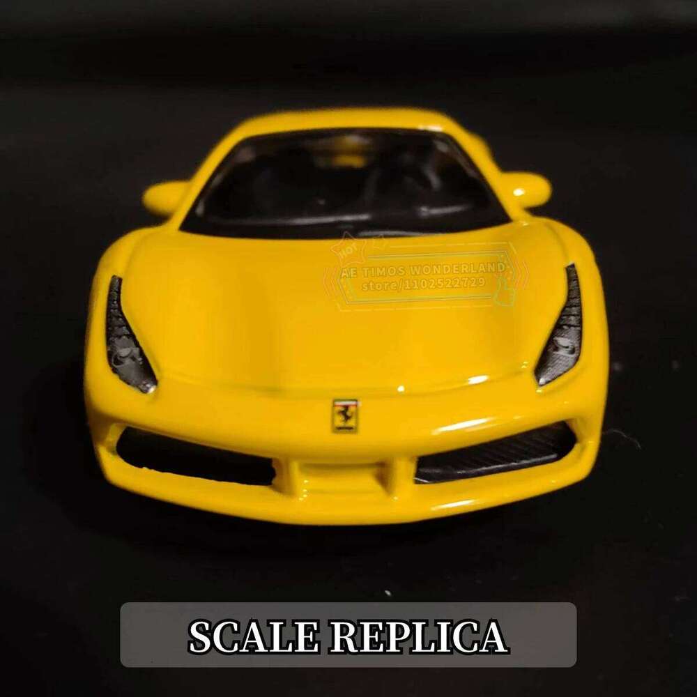 Bburago 1:64 Ferrari 488 GTB Yellow Replica Realistic Model Ideal Gift for Kids Adults Car Miniature Collection Toy Z260306