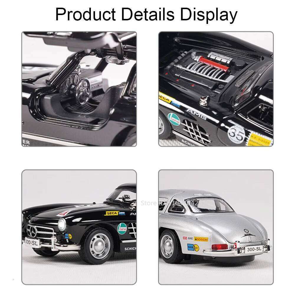 1:32 Scale 300SL E300L Diecast Alloy Toys Miniature Cars Doors Opened Pull Back Sound Light Ornament Vehices Boys Festival Gifts Z260306