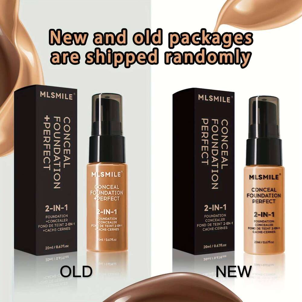 2pcs 2-In-1 Oil Control Liquid And Conceal, Full Coverage Long Lasting Waterproof Foundation Makeup 26L0306