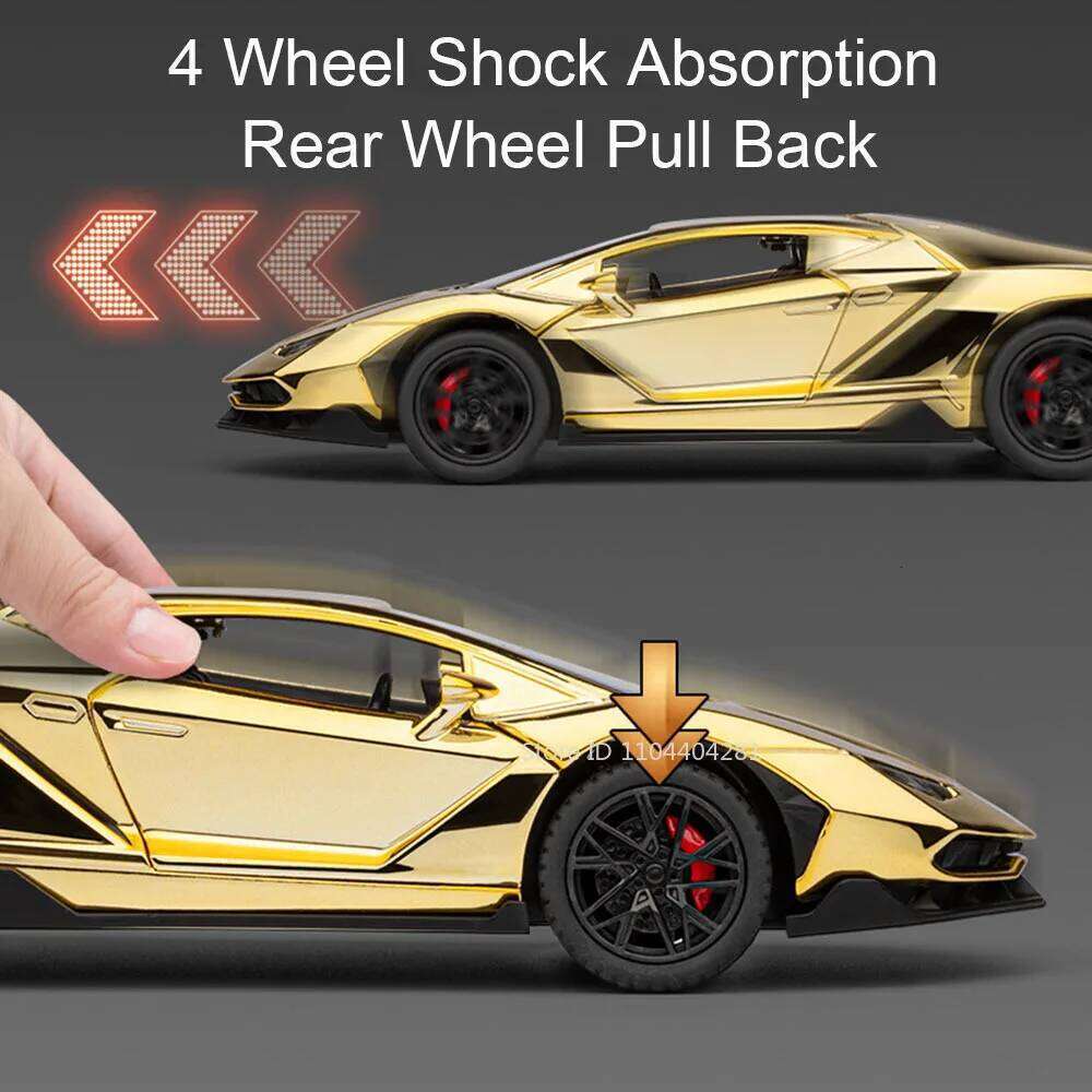 1:24 Lambor LP770 Revuelto Alloy Diecast Models Car Toy Doors Opened Sound Light Pull Back Front Wheel Steering Cars Boys Gifts Z260307