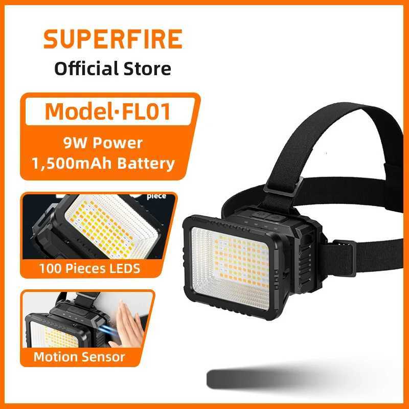 2025 SUPERFIRE FL01 COB Headlamp Super bright Head Flashlight Yellow White headlight Rechargeable led Camping Fishing Head lamp H260307