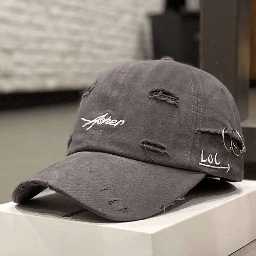 Unisex Asher Embroidery Hole Iron Ring Baseball Caps Spring and Autumn Outdoor Adjustable Casual Hats Hip Hop Sunscreen Hat Y260304