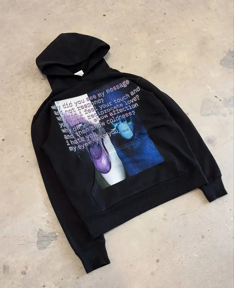 Y2k Streetwear Gothic Cartoon Letter Oversized Hoodie Mens Fashion Harajuku Loose and Versatile Long Sleeve Hoodie 260304