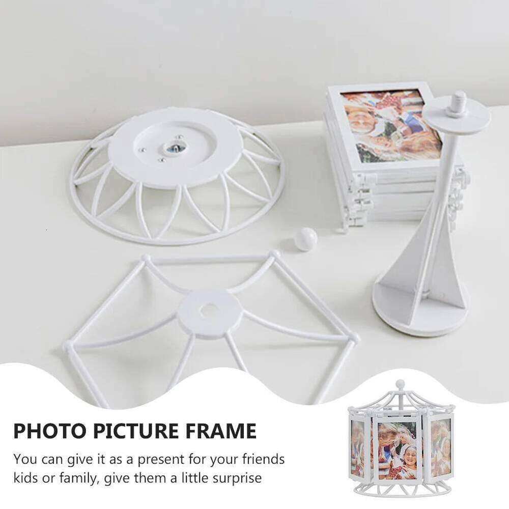 360 Degree Rotating Music Box Photo Frame Tabletop Picture Display Stand for Home Office Desk Shelf Bedroom Living Room Decor H260306