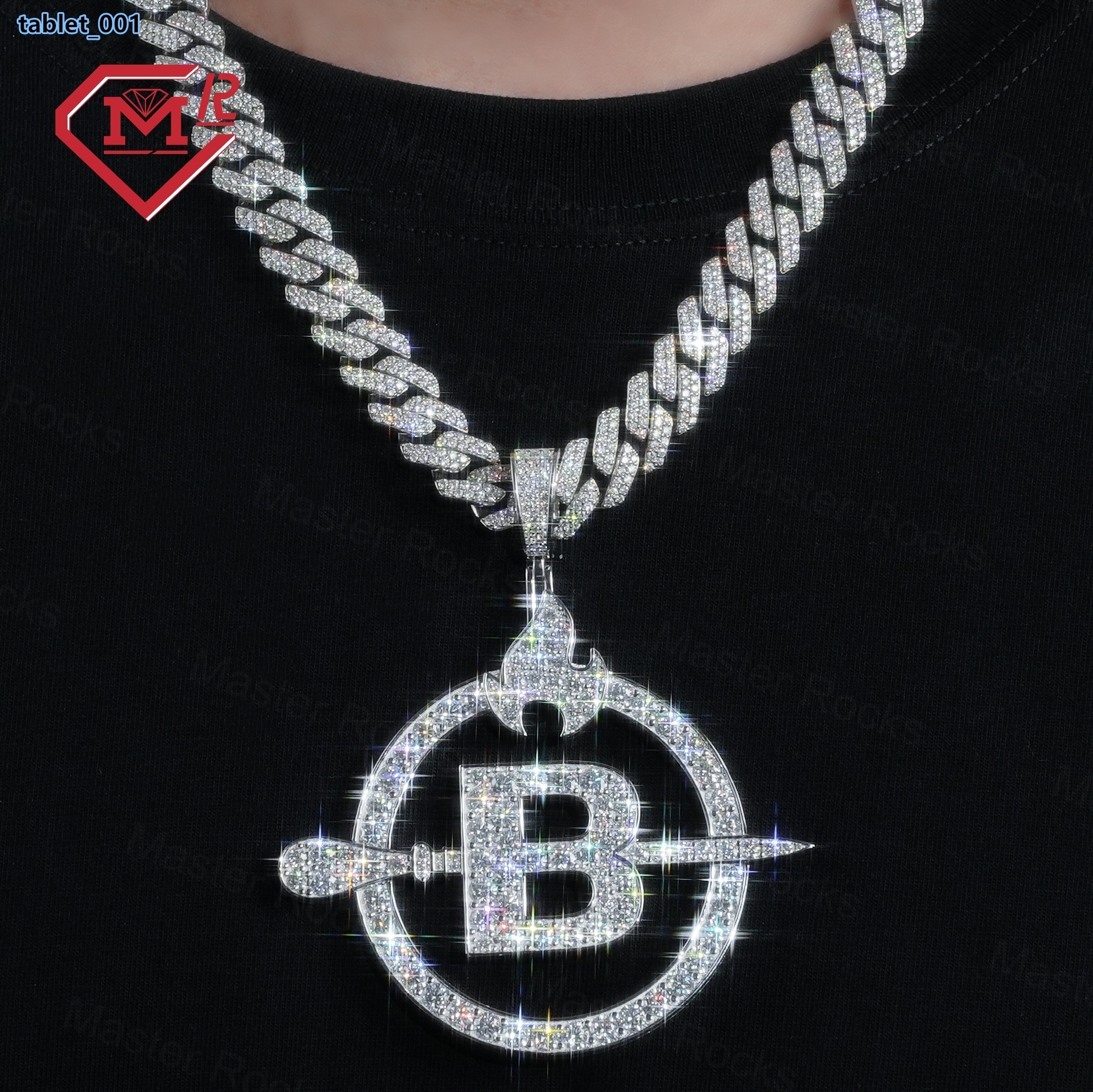 Hip Hop Moissanite Pendant 925 Silver Iced Out Round Initial Letter VVS Custom Moissanite Pendant