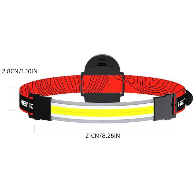 LED Headlamp Head Flashlight USB Rechargeable Head Lamp Withe Red Tailight Outdoor Camping Running Lamp Hiking Hat Headlight H260307