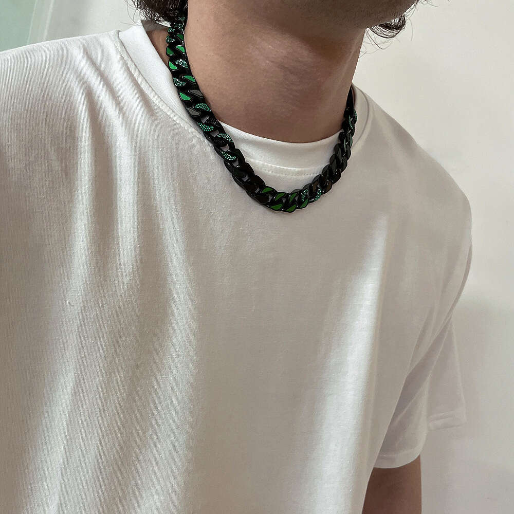 High-quality titanium Cuban necklace, European American hip-hop street fashion stainless steel collarbone chain, thick chain jewelry for men and women