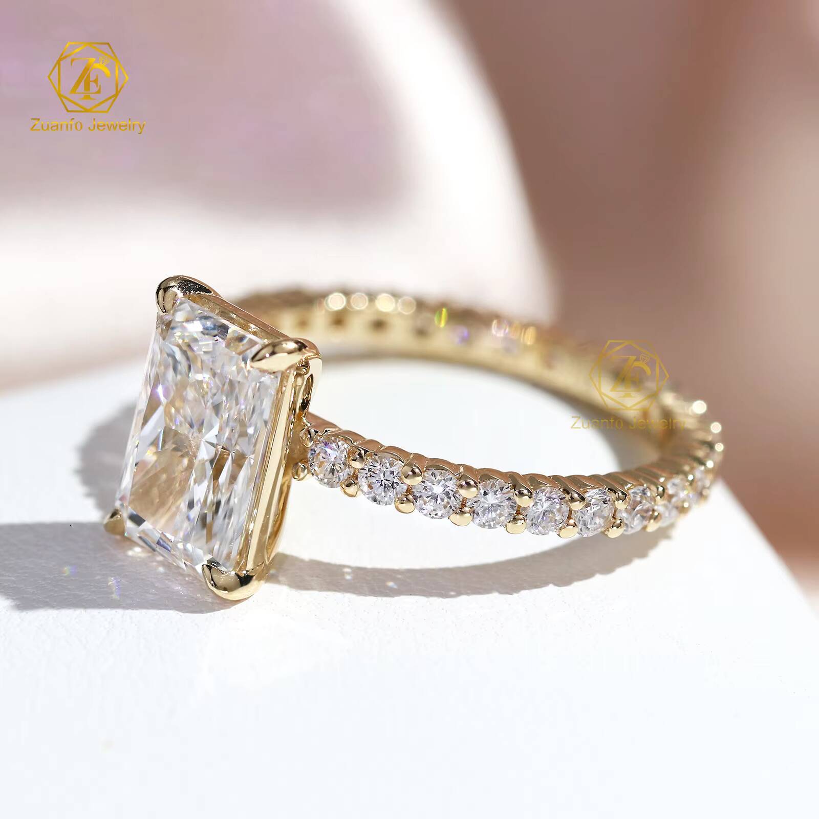 Fine Jewelry 18k Solid Gold 3ct Iced Out VVS1 D Custom Lab Diamond Jewelry Wedding Engagement Ring for Women Anniversary Gift