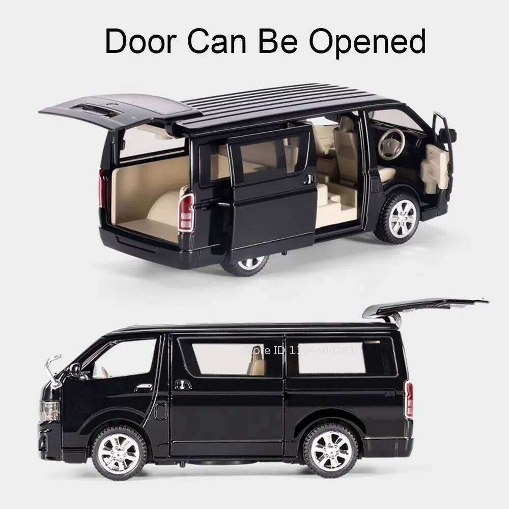 1:32 Hiace Alphard Car Toys Diecast Alloy Model Doors Opened Sound Light Pull Back Rubber Tire Miniature Vehice Boy Fun Toy Gift Z260306