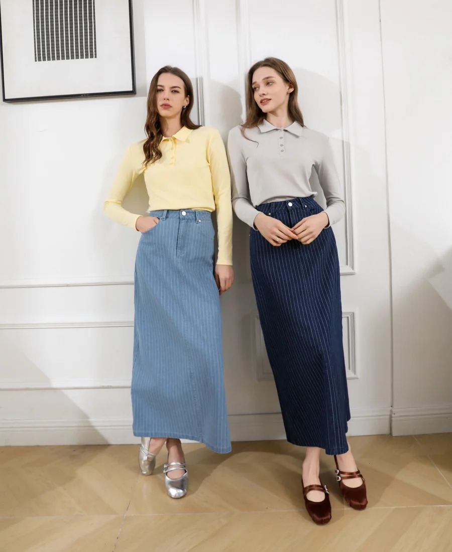 AS 2025 pinstripe denim skirt fashion woman clothes lady wear 260228