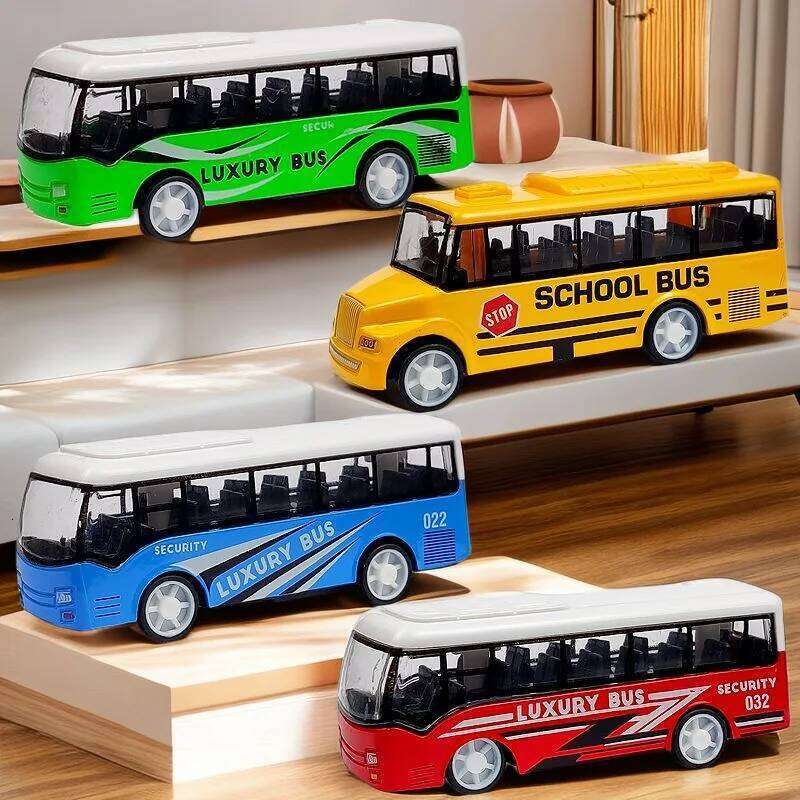 Children's Alloy Anti-Collision Car School Bus City Traffic Decoration Model Airport Metal Pull-Out Boy Holiday Education Toys Z260307