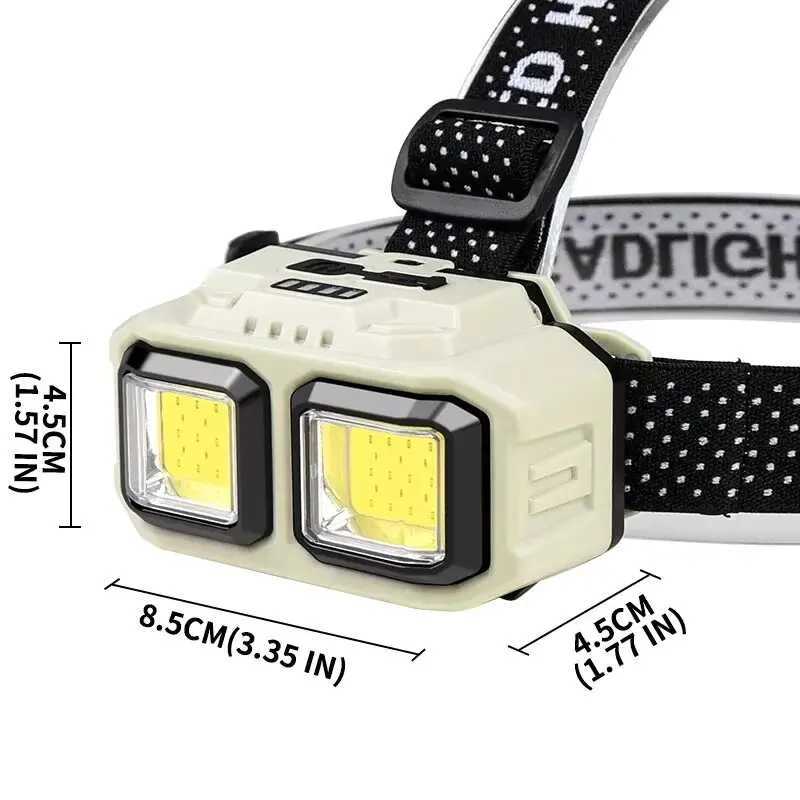 New Powerful LED Induction Headlamp Type-C Charge 4 Lighting Modes Head Flashlight Waterproof Camping Fishing Mining Headlight H260307