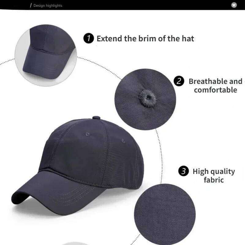 New Big 63-67cm Quick Dry Baseball Men Breathable Dad Hat Plus Size Adjustable Soft Crown Running Caps Unisex Hats Y260304