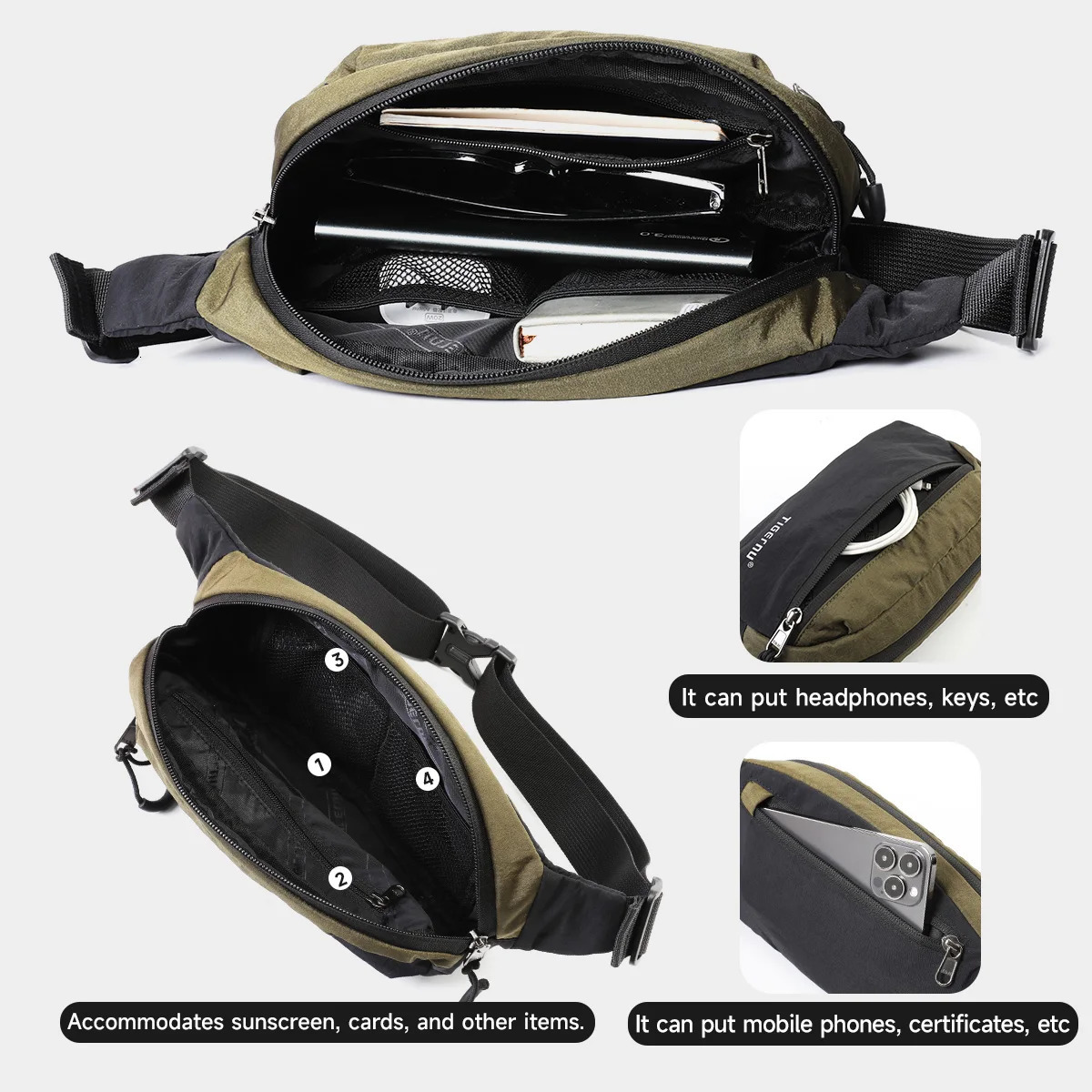 Tigernu Waist Pack Fanny Packs For Men Chest Bags Man Belt Pouch Casual Hip Sack Light Weight Shoulder Bag Crossbody 260228
