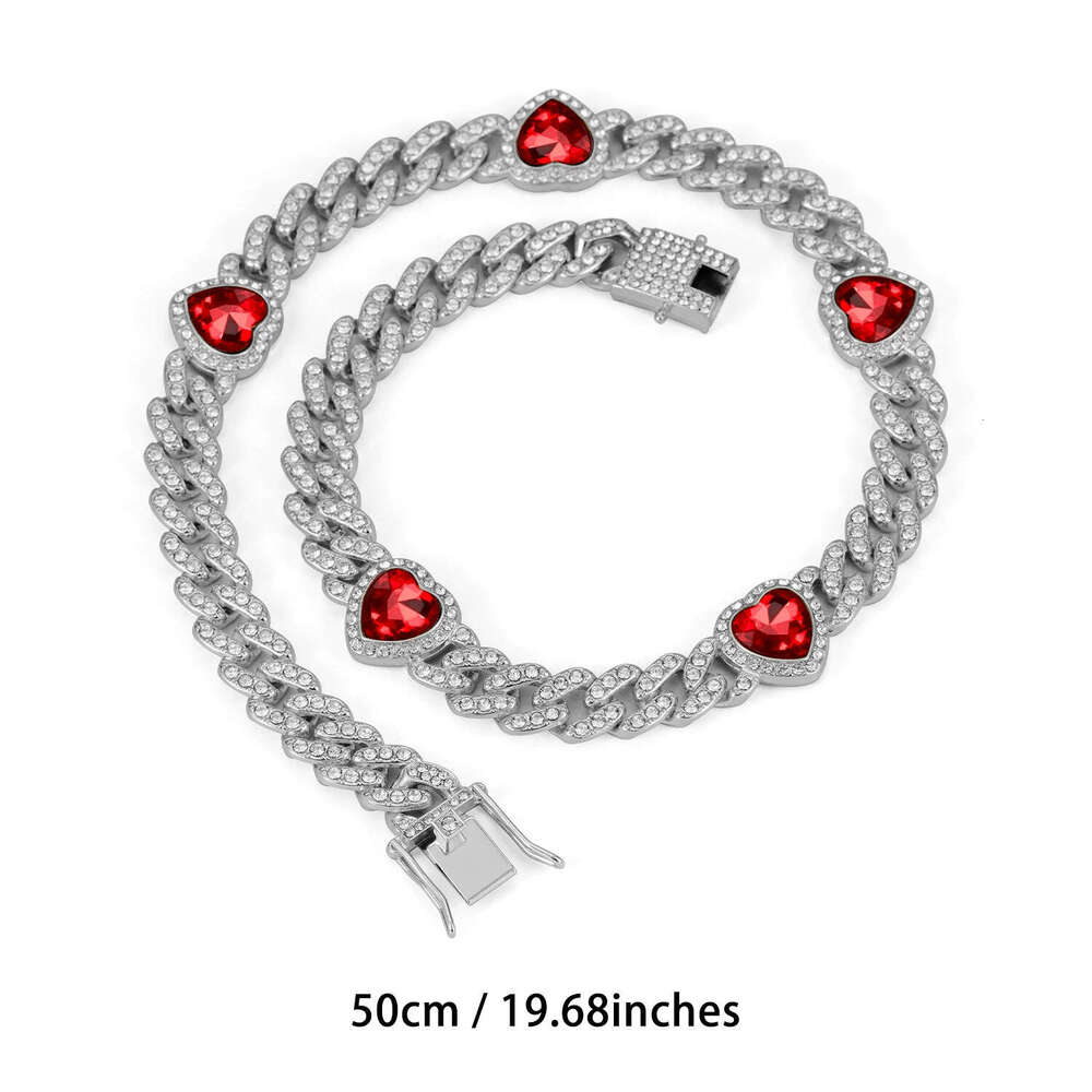 European American trendy Cuban chain full of diamonds, cool diamond-shaped high-quality zinc alloy necklace, hip-hop necklace for men and women, whole