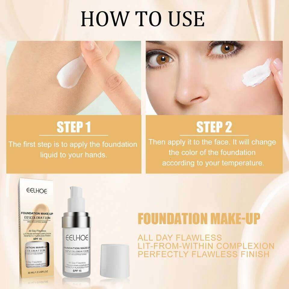 EELHOE Color Changing Liquid Foundation Moisturizing Waterproof Creasing No Separation Concealer Makeup Products 26L0306