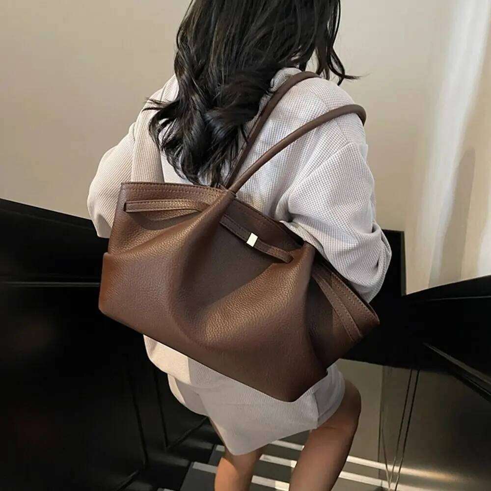 Luxury Lychee Pattern Underarm Shoulder Bags PU Leather Solid Color Women's Handbags Large Capacity Tote Bag Travel Xiu Lai Si
