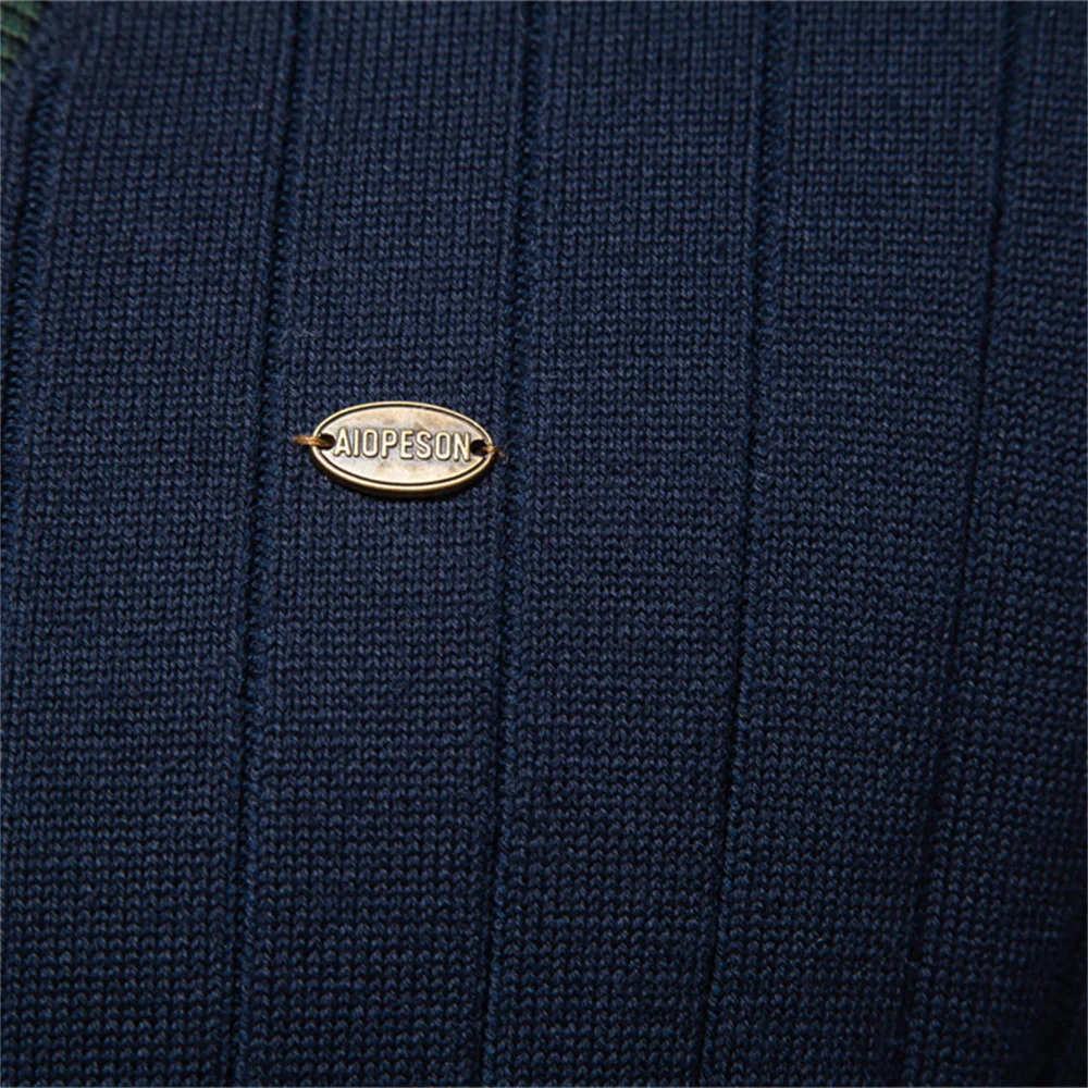 AIOPESON Mens Cotton Cardigan Sweater V Neck Button-up Casual Youth Knit Sweaters for Men 260306