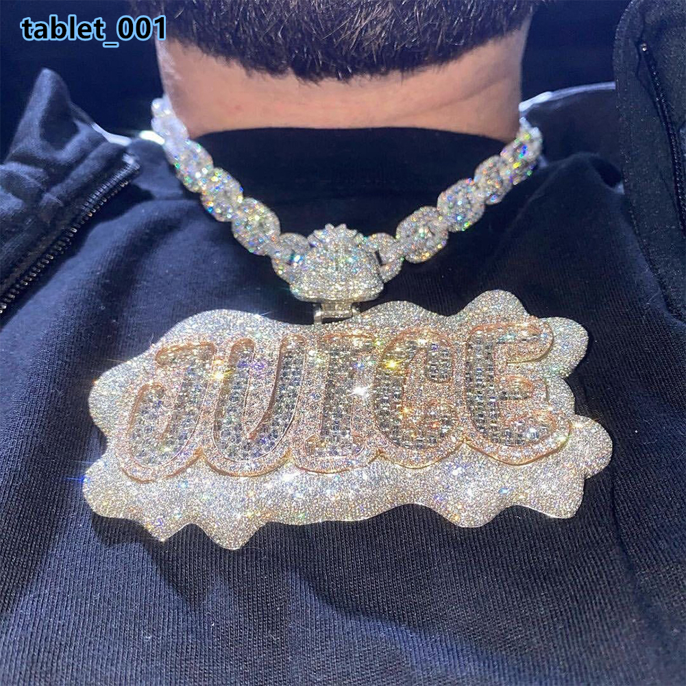 Personalized Letter Custom Name Necklace Iced Out Moissanite Number Pendant for Men Baguette Hip Hop Rock Rapper Jewelry Fashion